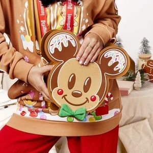 Disney x Loungefly Mickey & Minnie Gingerbread Cookie Crossbody Bag